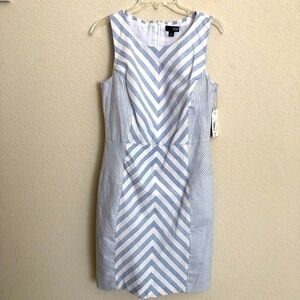 a.n.a Blue & White Striped Linen Sleeveless Sheath Dress New  Size 6